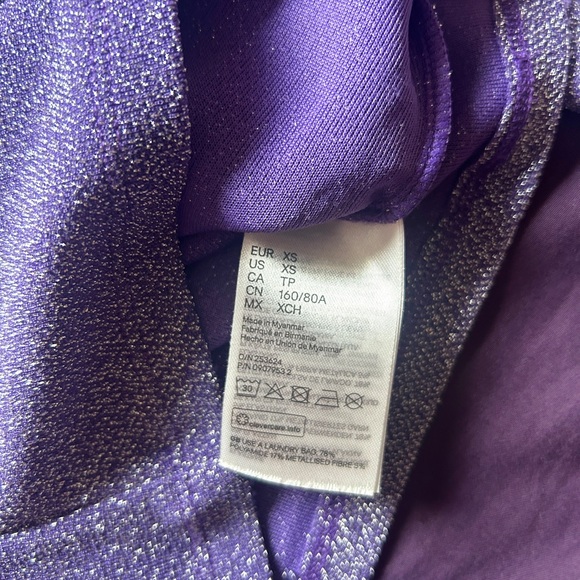 H&M Purple Long Sleeved Puffed Crop Top - Picture 7 of 7